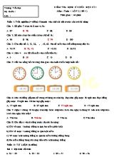 Đề kiểm tra định kì cuối học kì I môn Toán Lớp 2 (Chân trời sáng tạo) - Đề 1